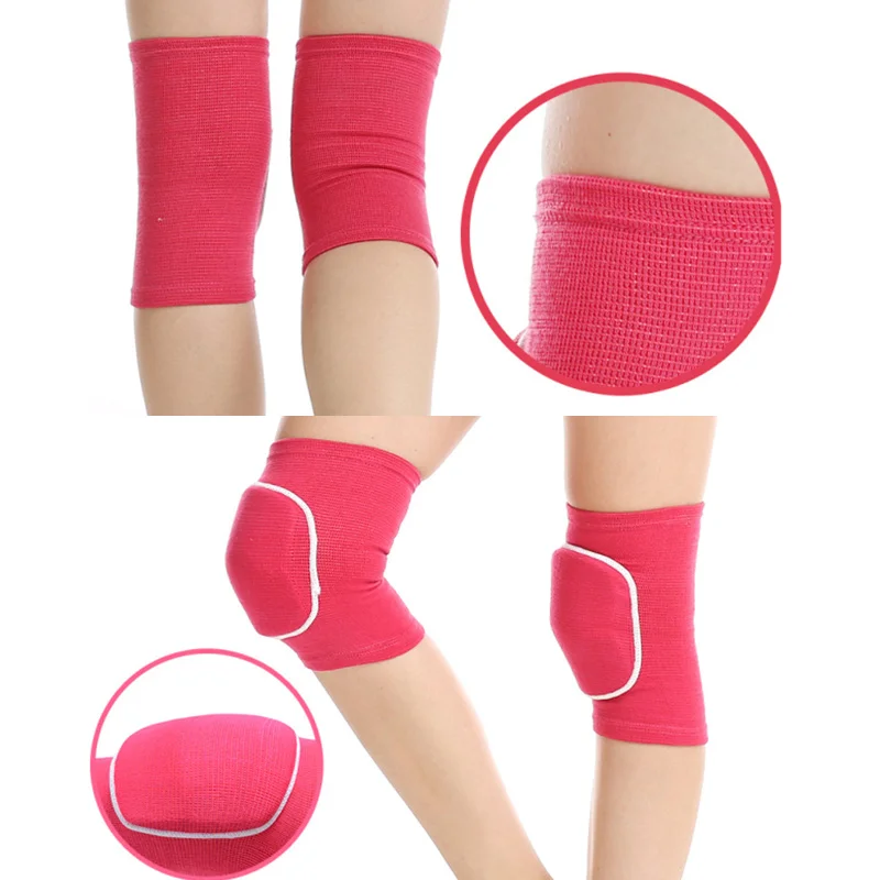 1 Pair Sports Compression Knee Pads Elastic Knee Brace Protector Thickened Sponge Support for Dancing Roller Volleyball Training