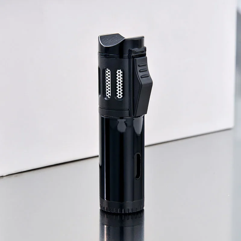 Portable Three-flame Straight-through Cigar Spray Gun Welding Outdoor Barbecue Lighter Igniter Gun Camping Emergency Tool