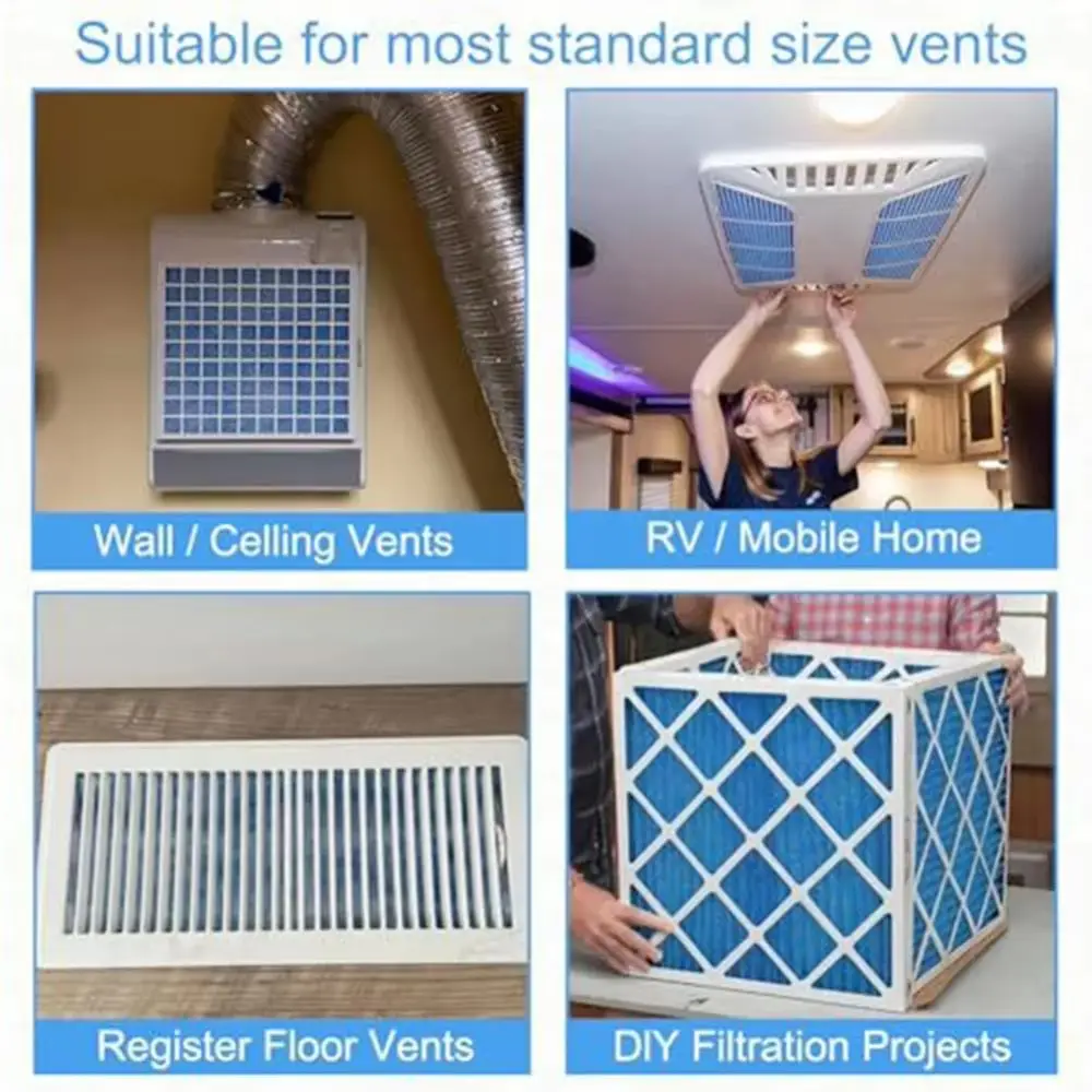 Reusable Air Filter Cotton Blue White Filter Pad Vent Filter 10.5 x 10.5IN Dust Removal Furnace Vent Filter Ventilation