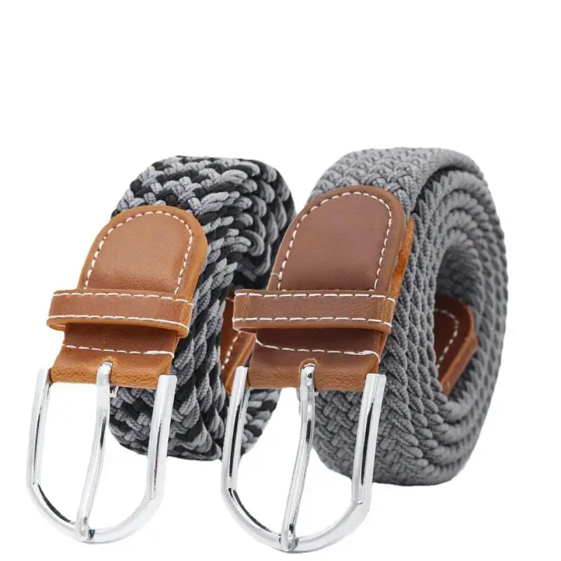 5pcs Women Men Non perforated hole Belt Elastic Knitted Waistband Korean style Trendy Versatile 28 Colors Woven Fashionable
