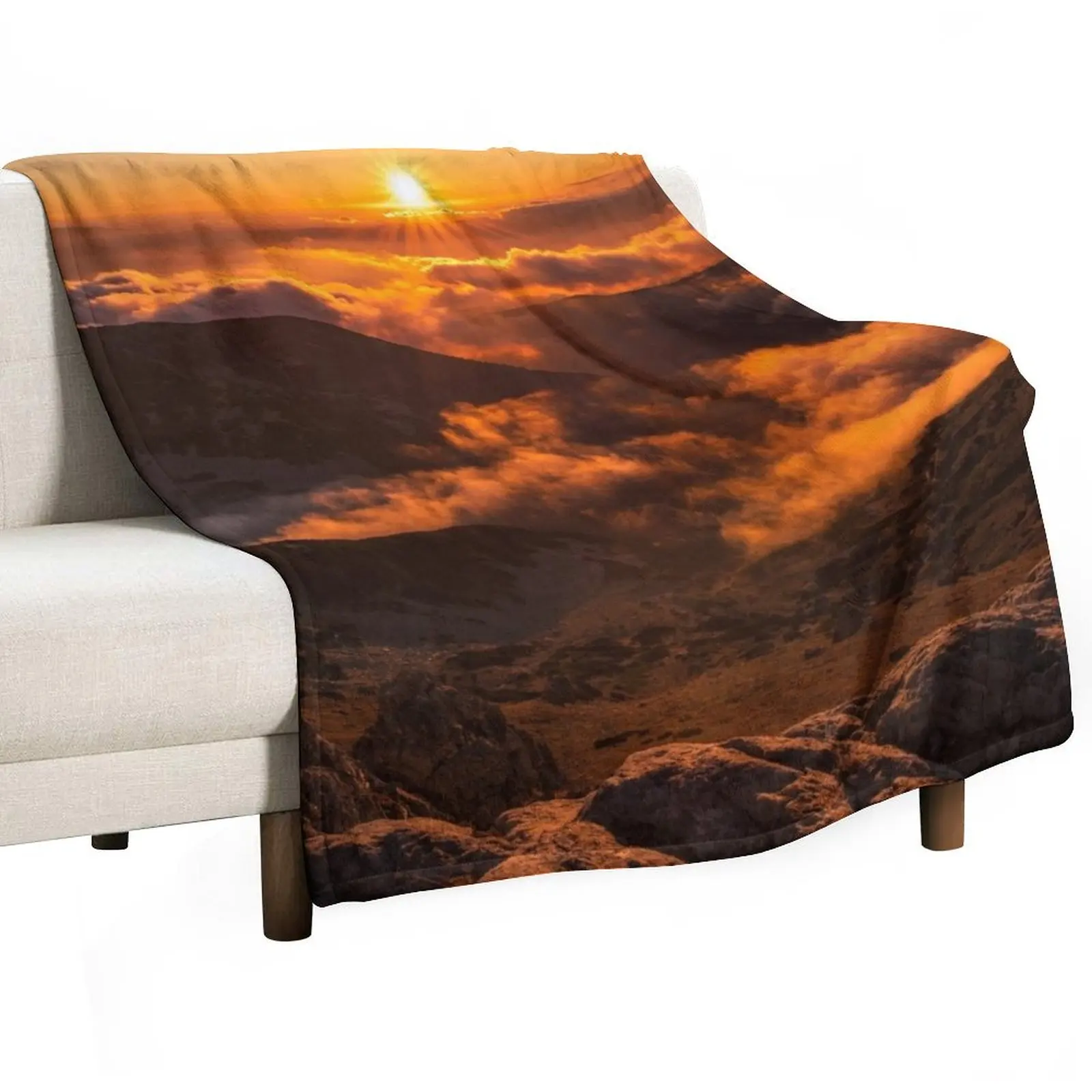 

Colorful mountain sunset, nature art Throw Blanket wednesday Flannels Sleeping Bag Blankets