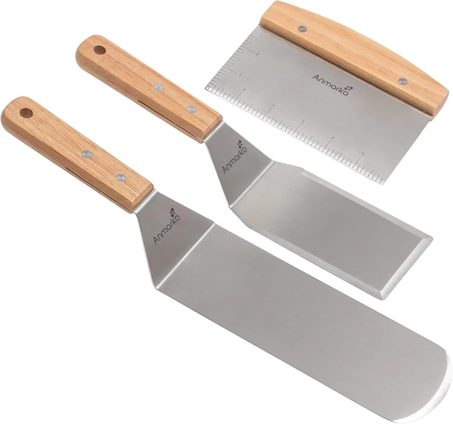 

Stainless Steel Griddle Spatula Set with Scraper - Heavy Duty Commercial Grade for Professional Cooking