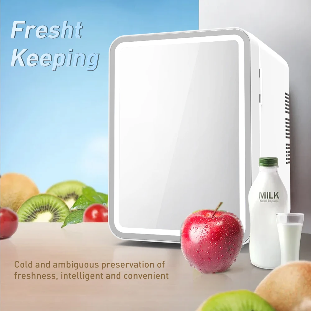 4L Car Refrigerator Car Dual-Purpose Mini Cosmetics Beauty Cosmetics Small Refrigerator Mirror Refrigerator Compact Fridge