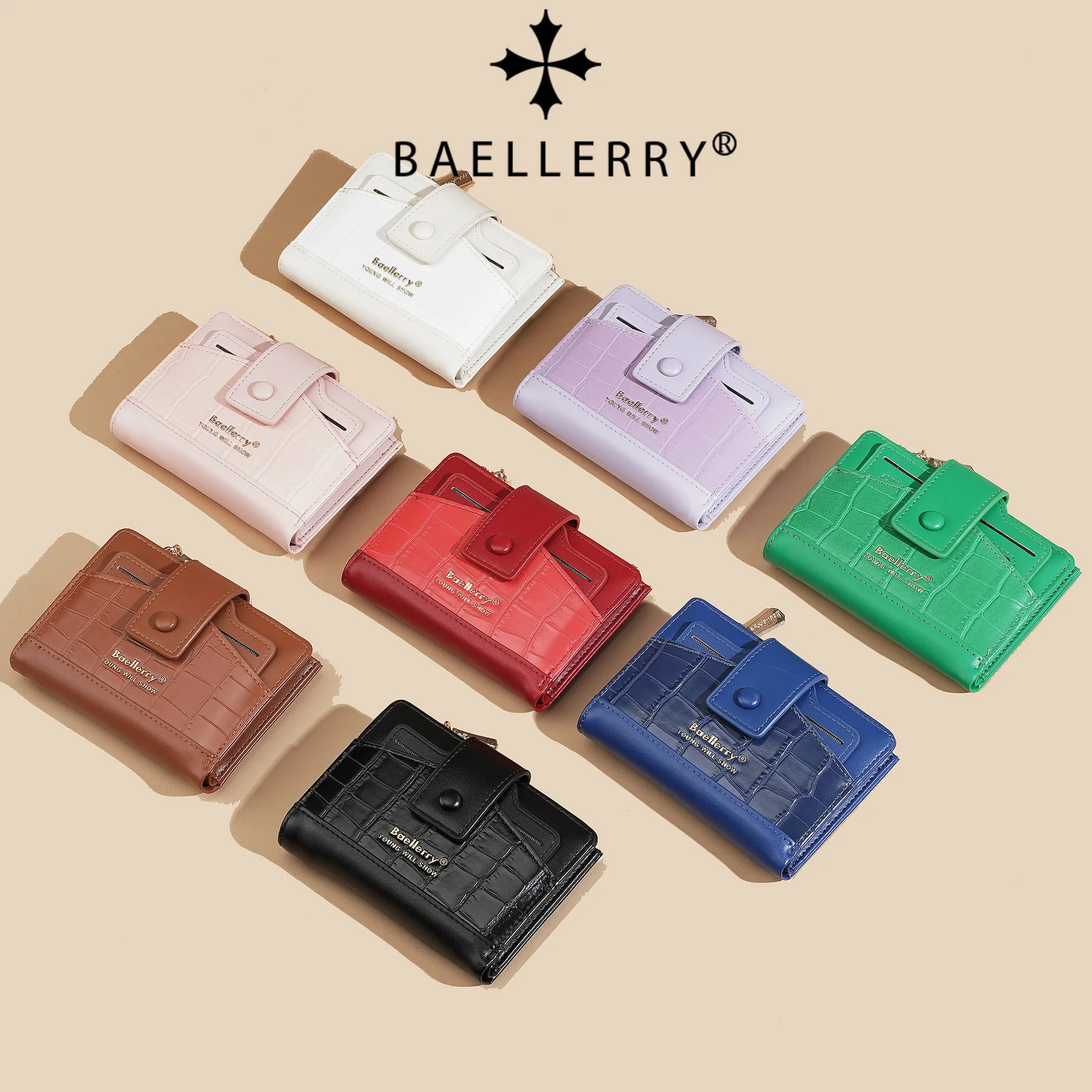 Advanced stone patterned short wallet for women in Europe and America, simple multi slot ultra-thin zipper,portablechange wallet