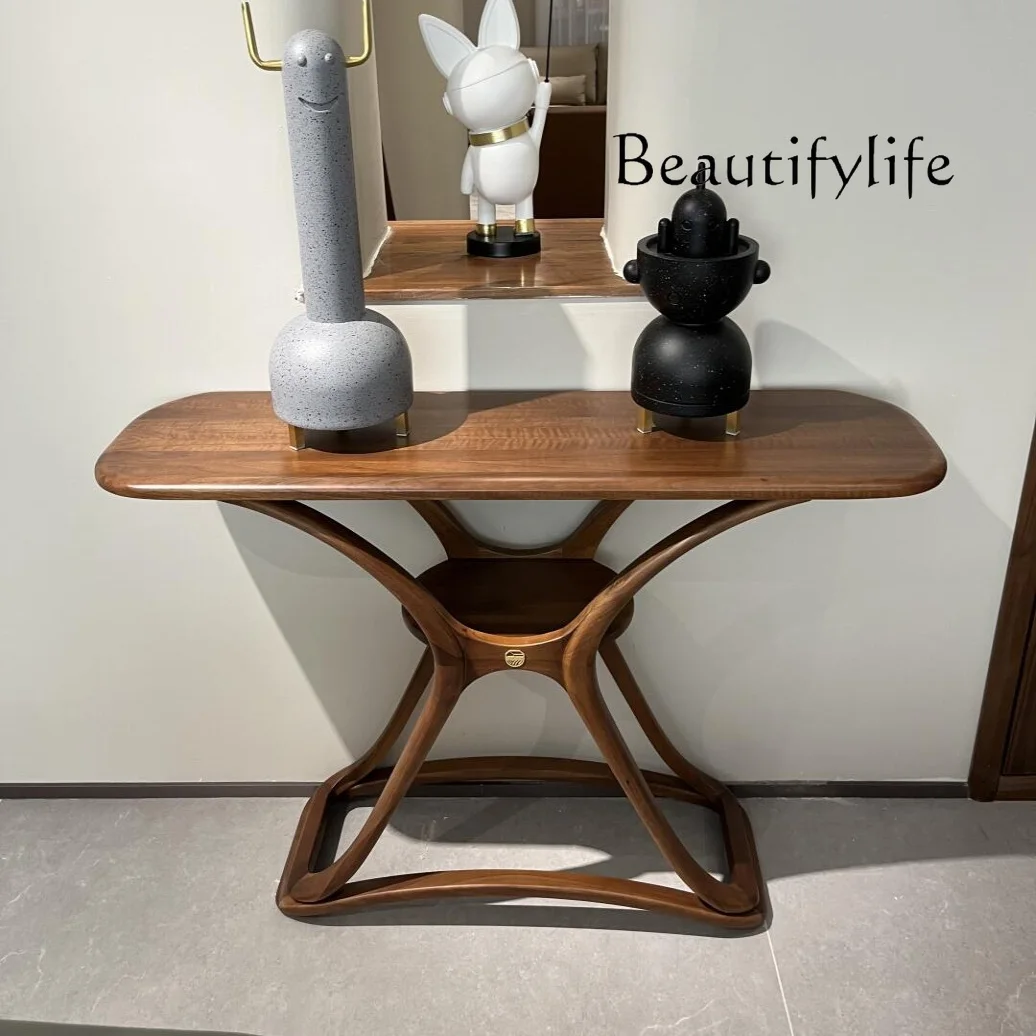 

Large villa black walnut solid wood porch table entry modern simple high-end living room home