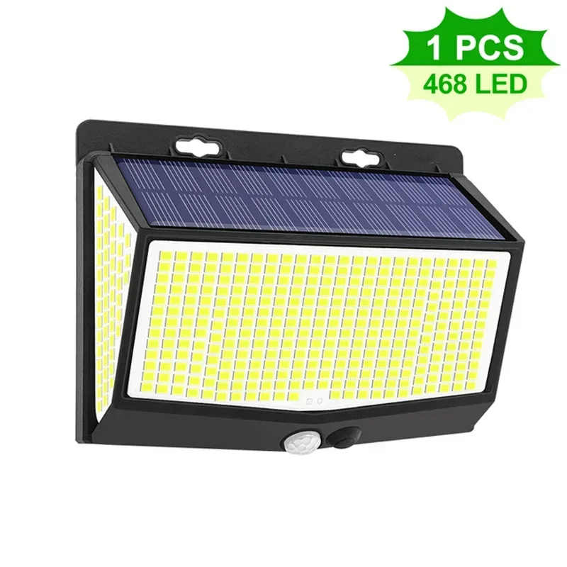 Imagem -02 - Outdoor Led Solar Lamp com Pir Motion Sensor Impermeável Sunlight Powered Wall Light Decoração do Jardim Luz de Emergência Street Light 468 114