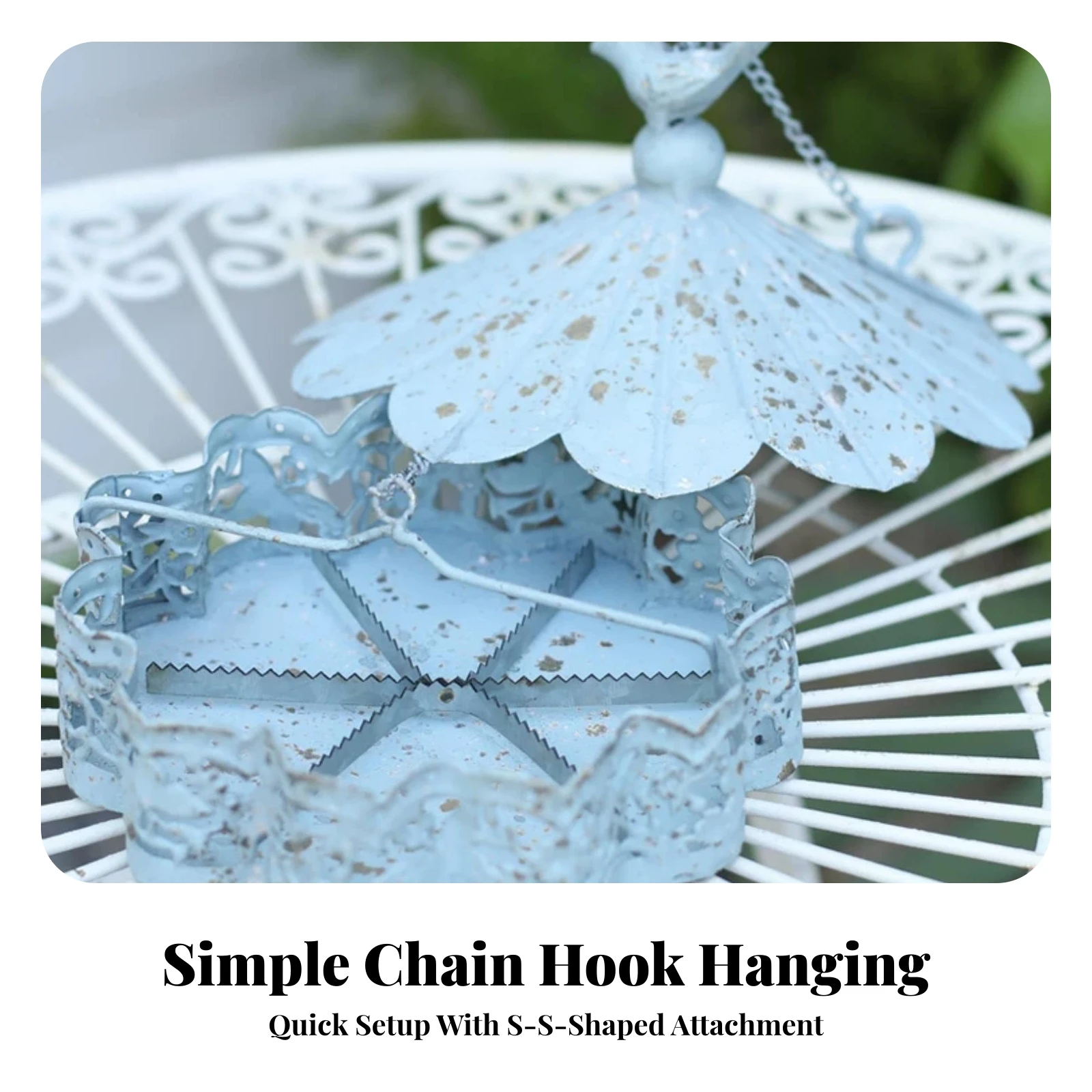 Weathered Look Bird-Topped Coil Holder Hanging Metal Coil Holder
