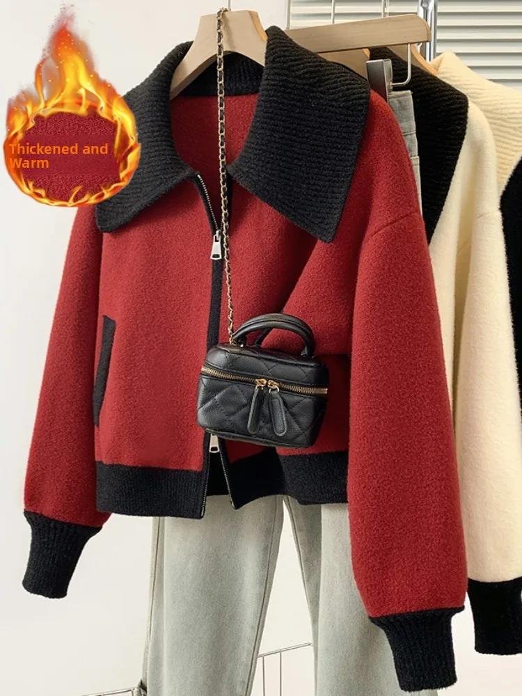 Short Knitted Sweater Jacket Women's Spring Autumn New Large Size Fat MM High Sense Double Zipper Knitted Open Cardigan Top