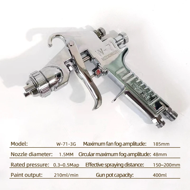 Original Ming Zhi 71 Paint Spray Gun Side Pot 400Ml 1.0/1.3/1.5/1.8Mm Nozzle Caliber