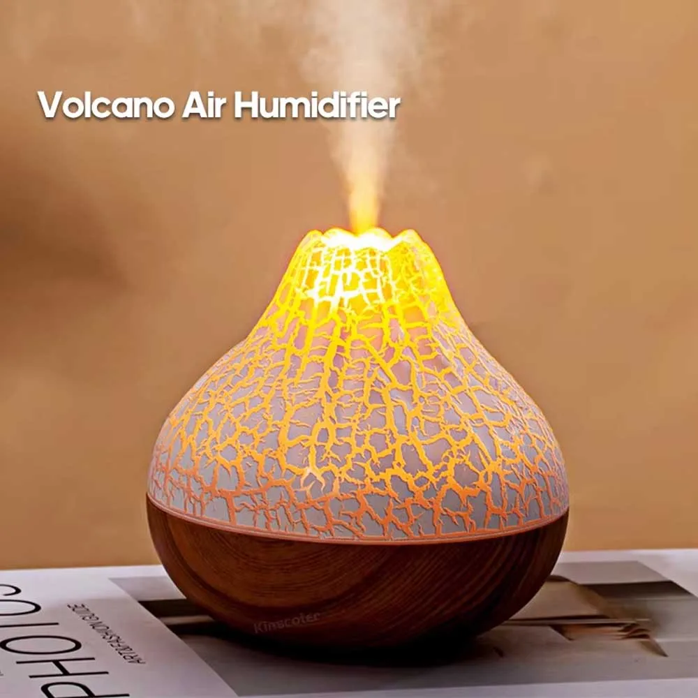 Cracked-Textured Volcano-Shaped Humidifier, USB-Powered Ultrasonic Aromatherapy Diffuser
