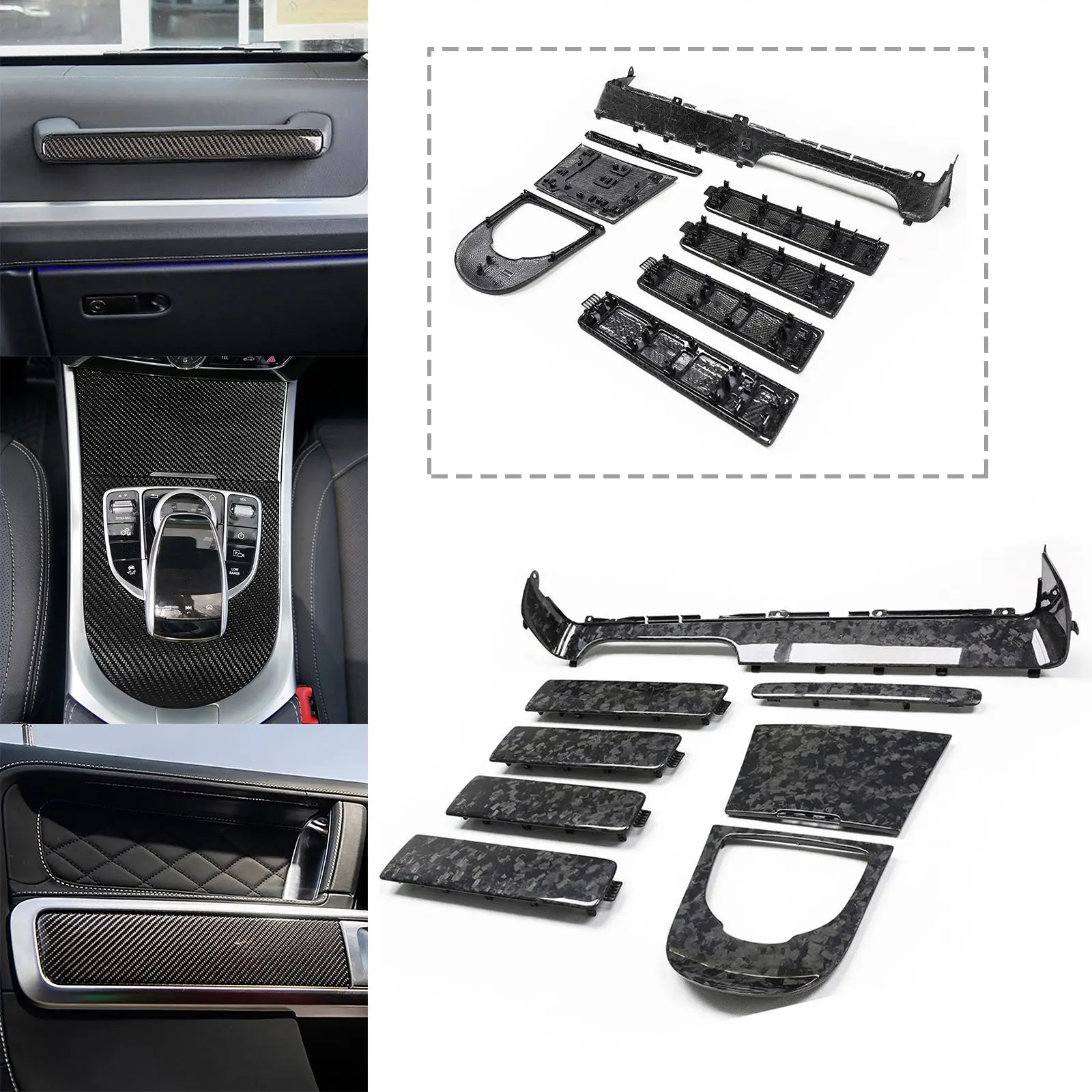 Forged Pattern  interior covers 10pcs for Mercedes G-class 2019-2023 W463 W464 G500 G63