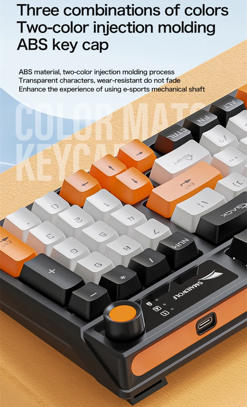 Spaans mechanisch toetsenbord Spaans Russisch Arabisch Koreaans Thais gamingtoetsenbord 95-toetsenindeling Achtergrondverlichting Type C met numpad SK15