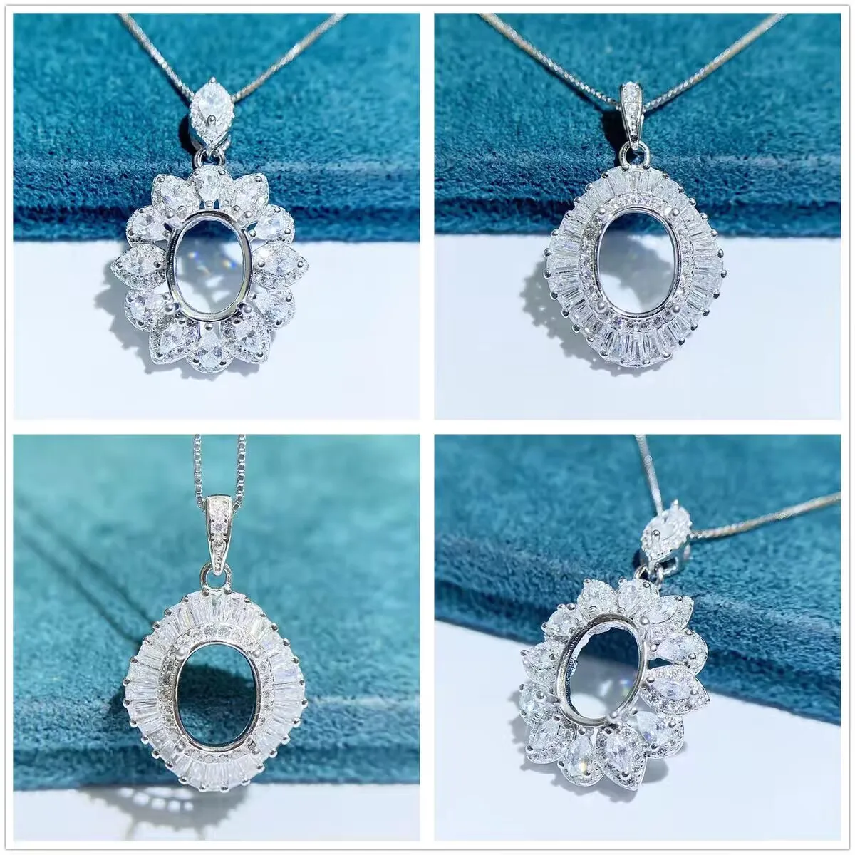 

MeiBaPJ 7 мм * 9 мм эллиптический камень DIY 925 серебро цирконы кулон ожерелье пустая установка изысканные свадебные украшения для женщин