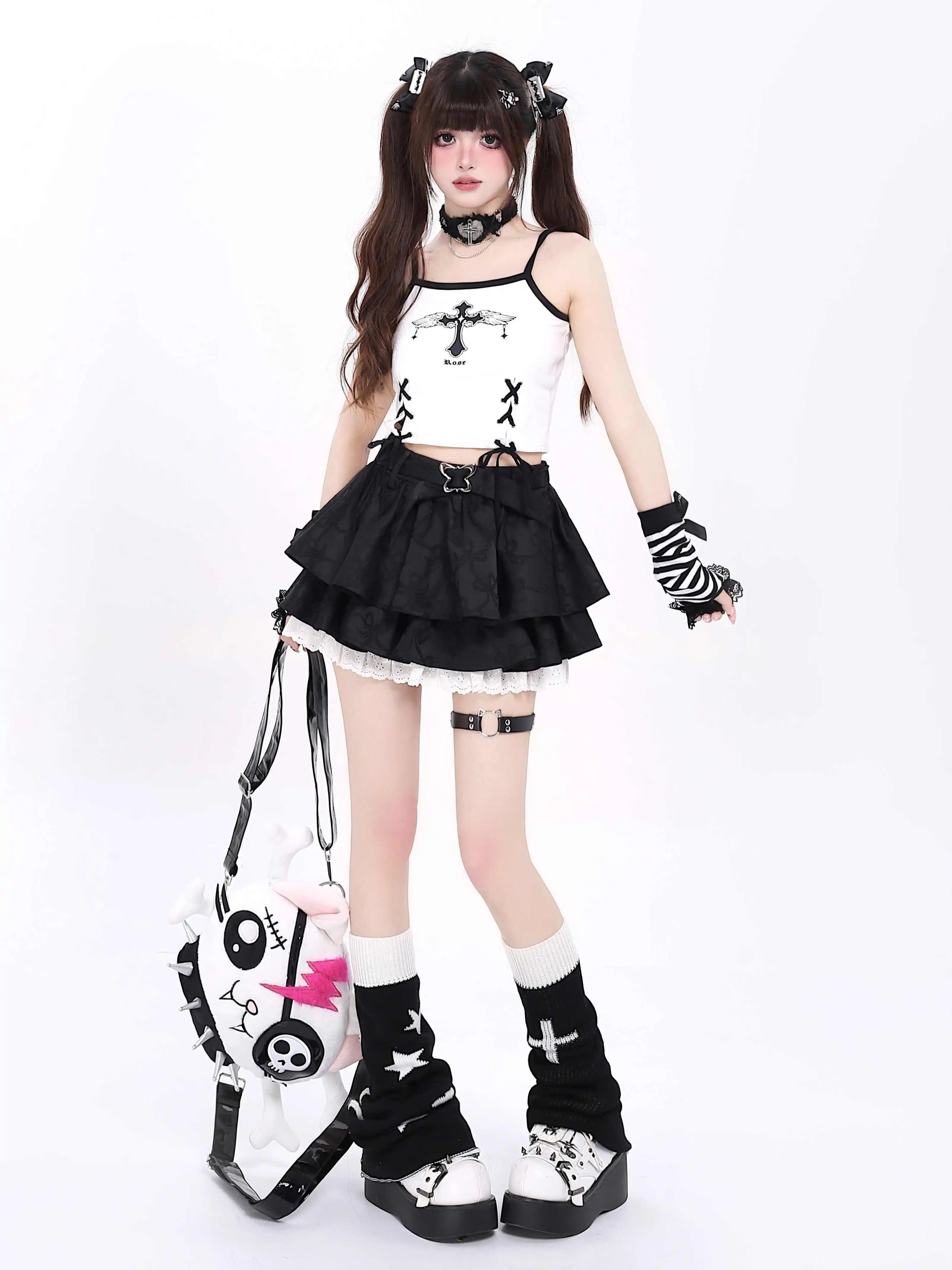 Donne di estate Giapponese Y2k Gyaru Kawaii Halter Top Harajuku Kpop Canotta 2000s Estetica Coreano Crop Magliette E Camicette Coquette Carino Shoujo