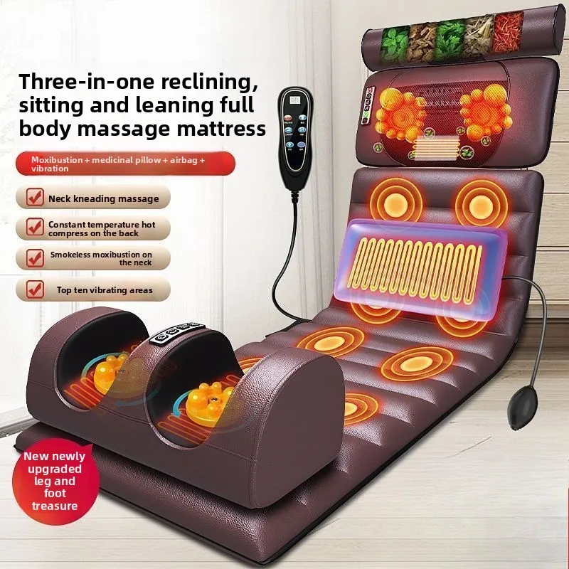 Neck massager, multi-functional home mattress with automatic neck, shoulder, back, leg, and foot heating, computer pillow
