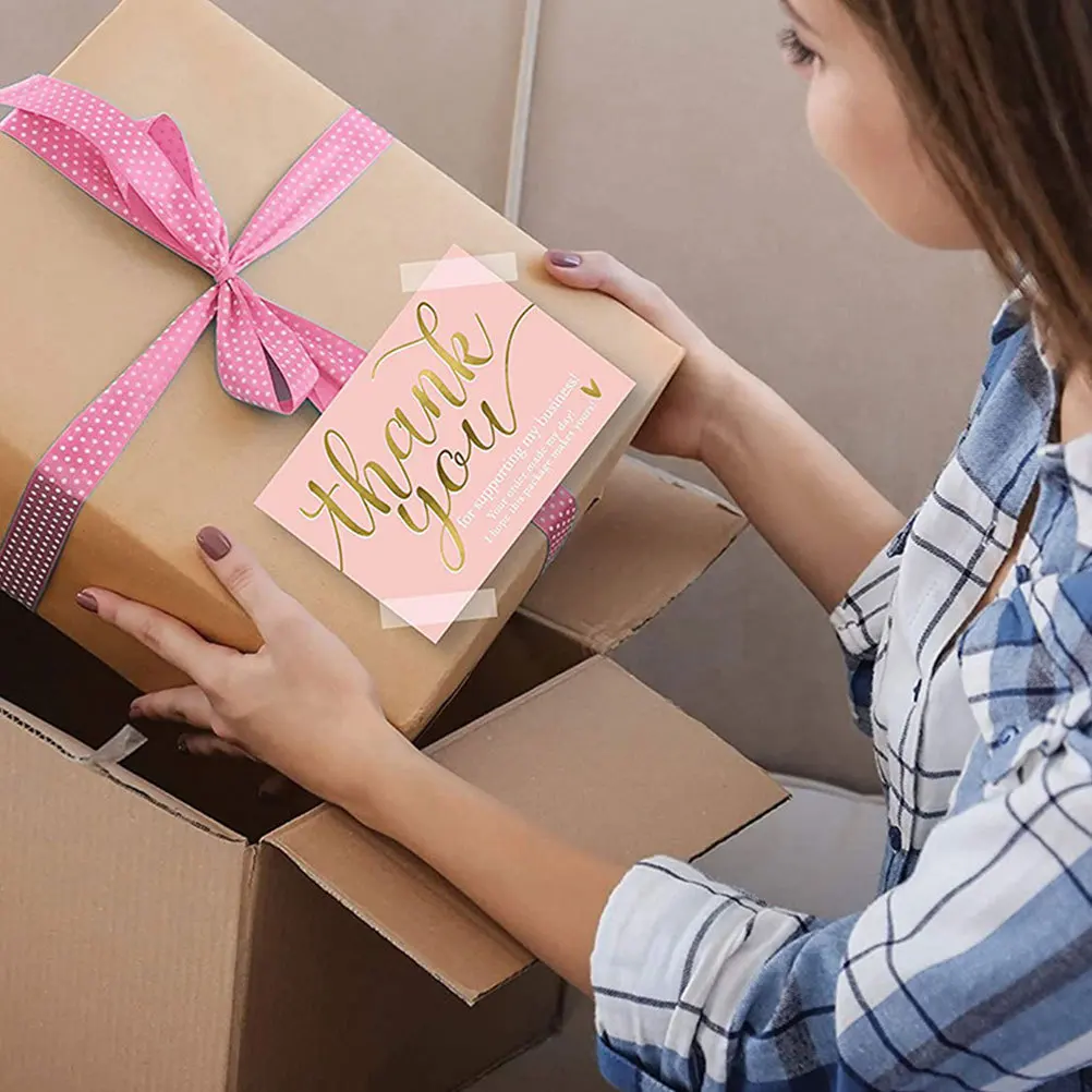 50 قطعة من بطاقات تقدير الأعمال الصغيرة، تصميم أنيق، مادة إبداعية فريدة من نوعها، ظهر فارغ للامتنان
