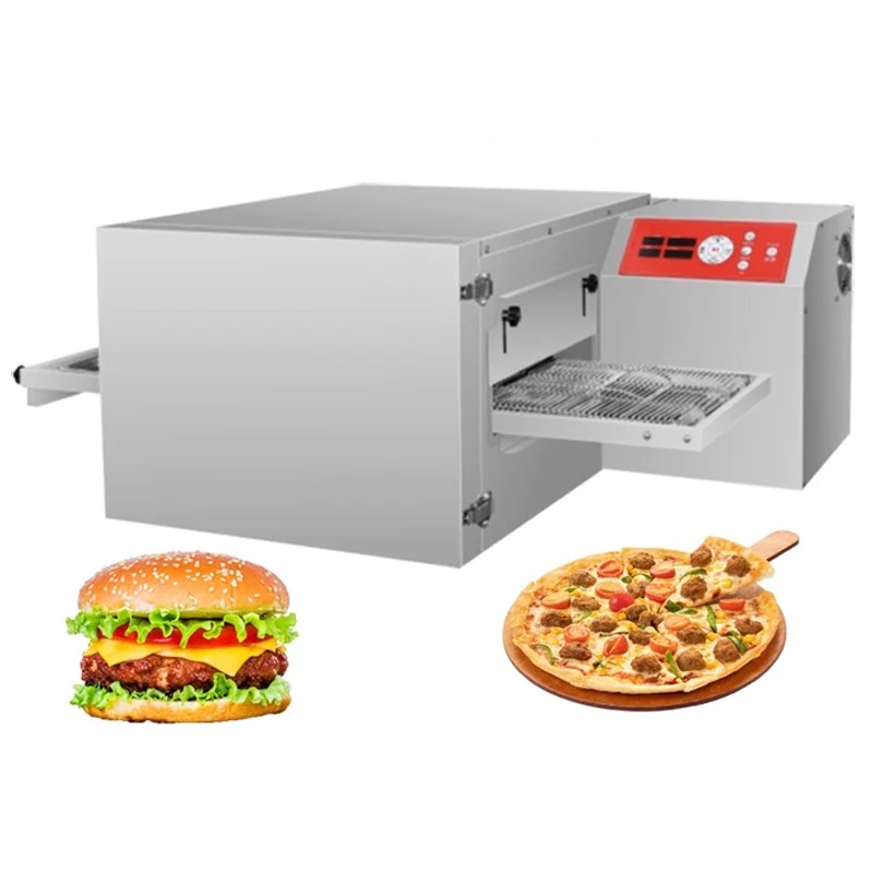 Commercial Intelligent Fast Grilled Hamburger เตาอบ Hot Air Circulation Chain เตาอบพิซซ่า 14 นิ้ว/15 นิ้ว
