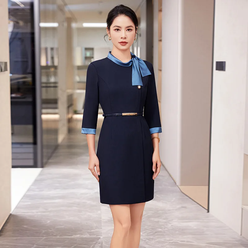2025Summer New Professional Hotel Front Desk Reception Uniform Customer Service Supervisor Jewelry Beauty Salon Work Dress