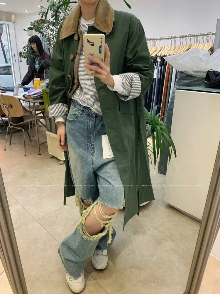 

Small Crowd Deconstruction Design Sense Jeans, High Street Wide Leg Pants, High-end Floor Long Pants, Trendy Brand Women's Jeans