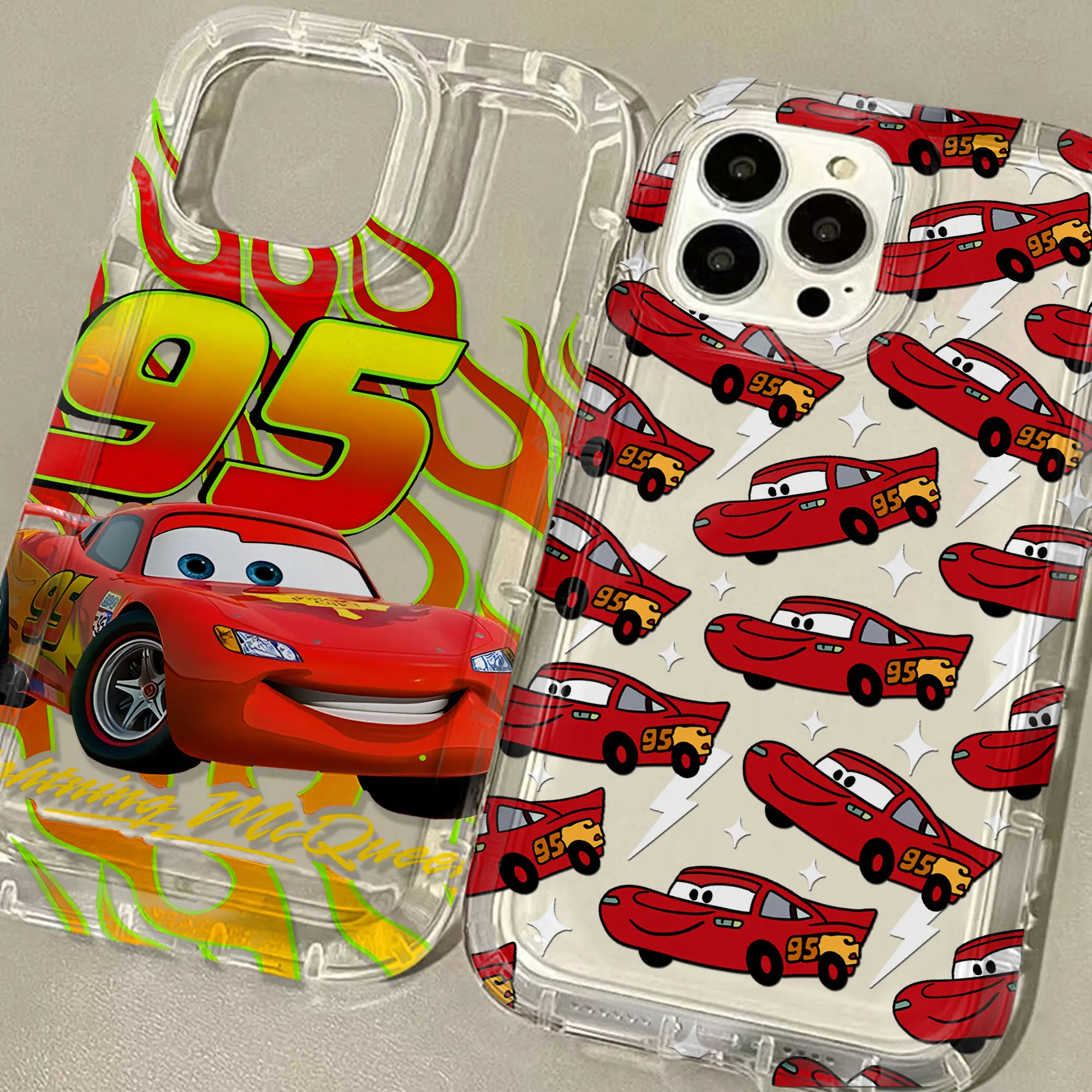 Cool Cars Disneys McQueens Clear Phone Case for OPPO Reno 7Z 8T 5 6 6Z 7 8 8T 10 Pro Plus F9 F11 4G 5G Airbag Shockproof Cover