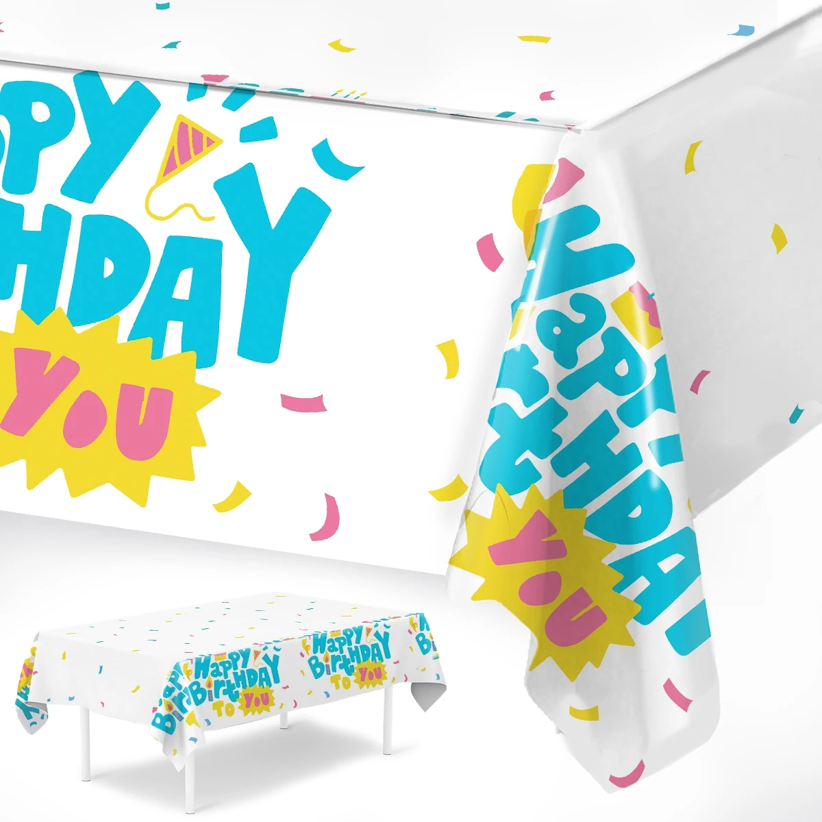

Happy Birthday Tablecloth Boys Girls Birthday Party Disposable Tablecloth 220*130cm Plastic Table Cover for Birthday Party Decor