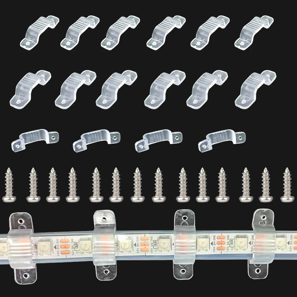 Transparent LED Strip Fix Clip Fastener Buckle Plastic PVC Soft Flexible With Screws For Fixing 2835 5050 3528 5730 8-18mm Strip