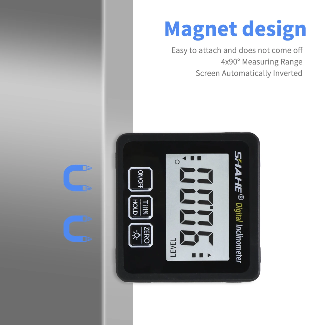 SHAHE Magnetic Digital Inclinometer Level Box Aluminum Alloy Angle Meter Finder