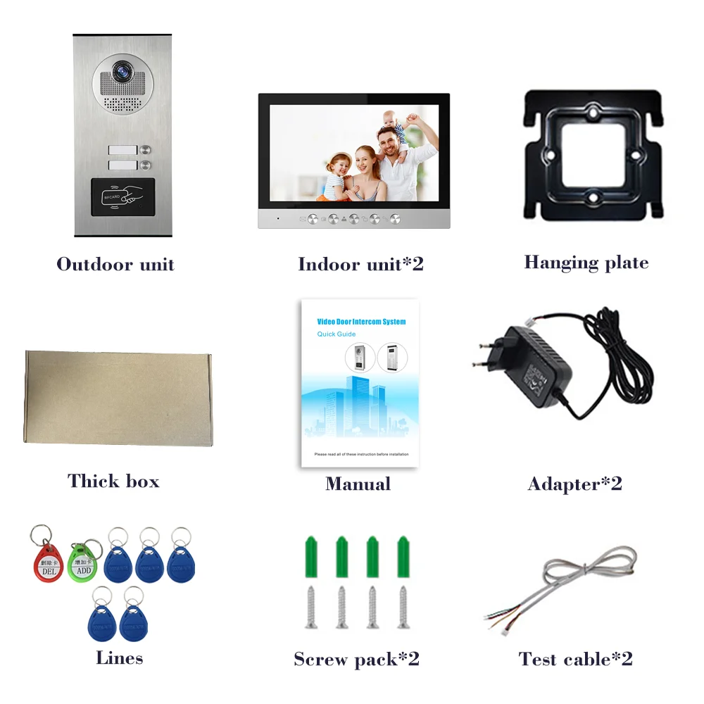 متعدد شقة فيديو باب الهاتف نظام الاتصال الداخلي 2 شقة 4 سلك فيديو إنترفون بالجملة
