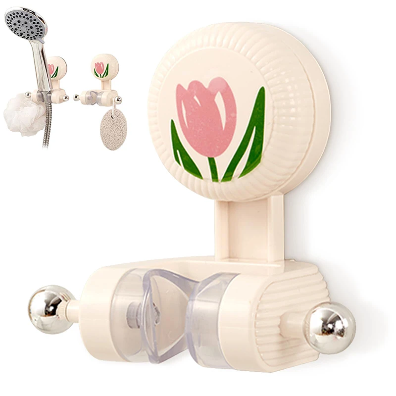 

Suction Cup Shower Bracket Flower Design Household Shower Fixed Artifact Punch-free Removable Adjustable Shower Head Bracket