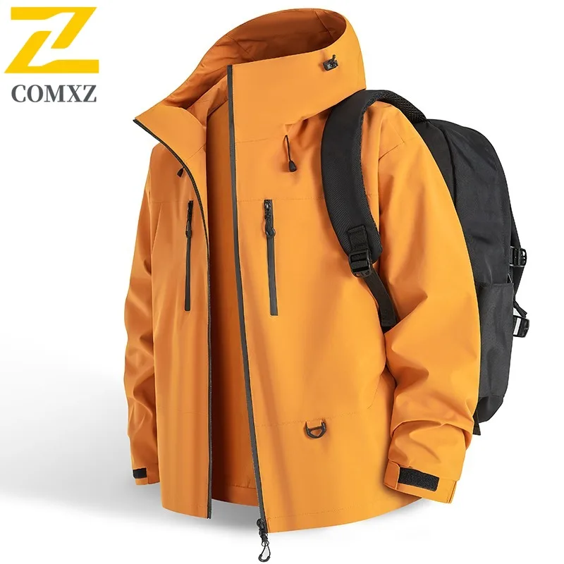 

COMXZ ветровка мужская однослойная спортивная универсальная альпинистская с капюшоном однотонная водонепроницаемая многофункциональная куртка для пары