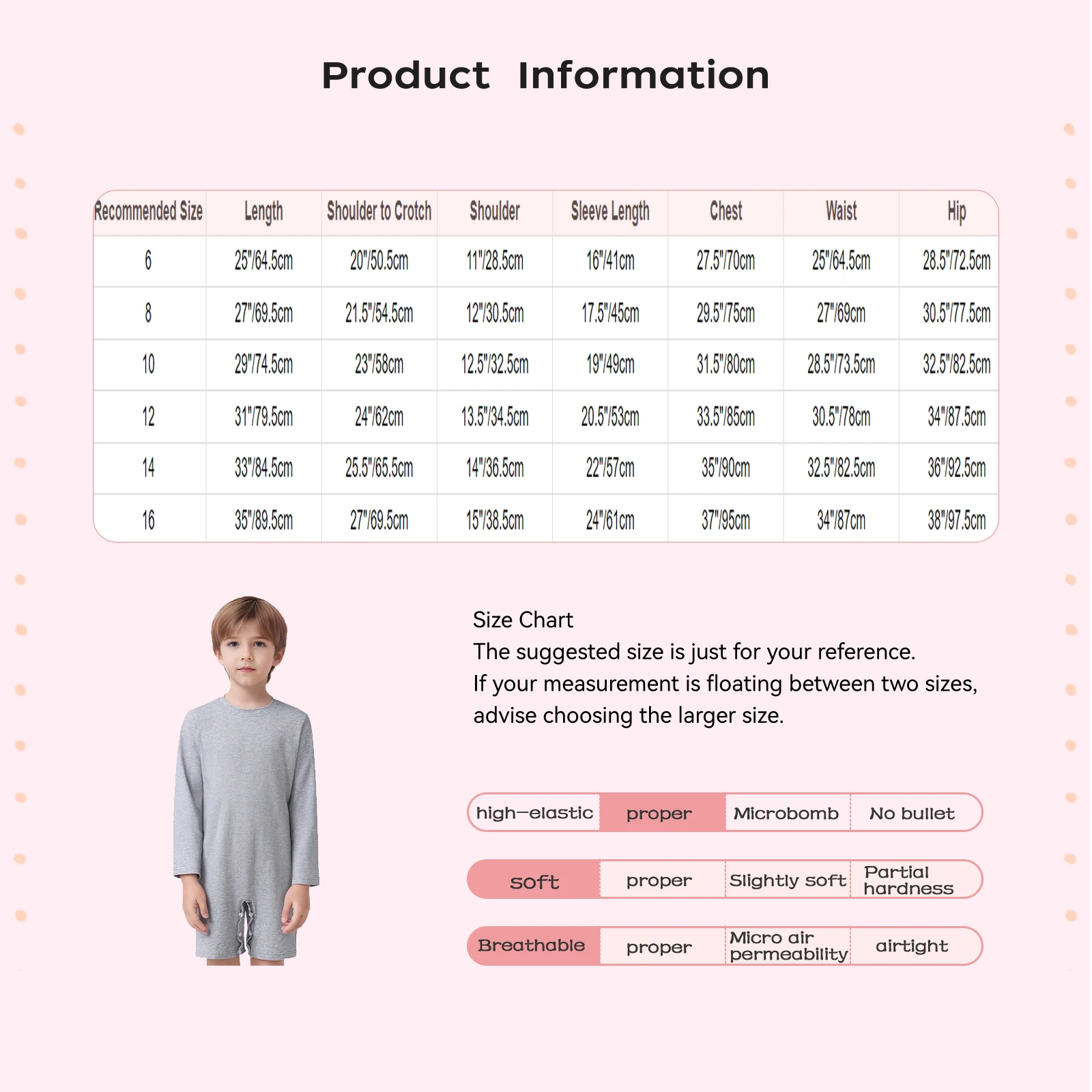 ユニセックス キッズ ボーイズ ガールズ 特別支援服 コットン ラウンドネック 長袖 プレスボタン クロッチ ソリッドカラー ボディスーツ