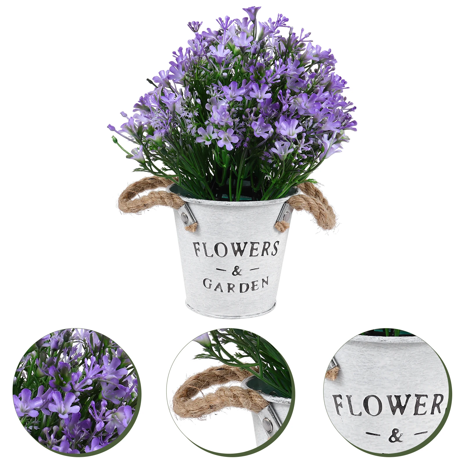 

Artificial Potted Plant Home Decoration Lavender 12cm Height Plastic Iron Material Lifelike BonsaiFlowerIndoor Office