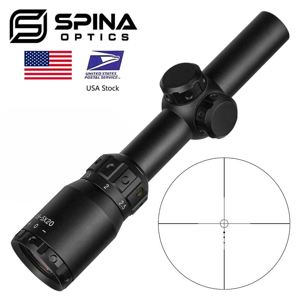 SPINA OPTICS BT 1.5-5X20 Hunting Riflescope Turrets Lock Compact Shooting Scope With11/20mm Mount For Outdoor Adjust Short Rifle