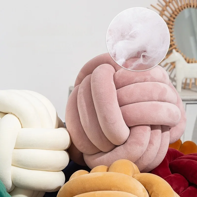 Woven Knotted Ball Pillow Gaming Chair Back Stuffed Cushion Cute Plush Throw Pillow Sofa Decorative Cushion Home Accessories