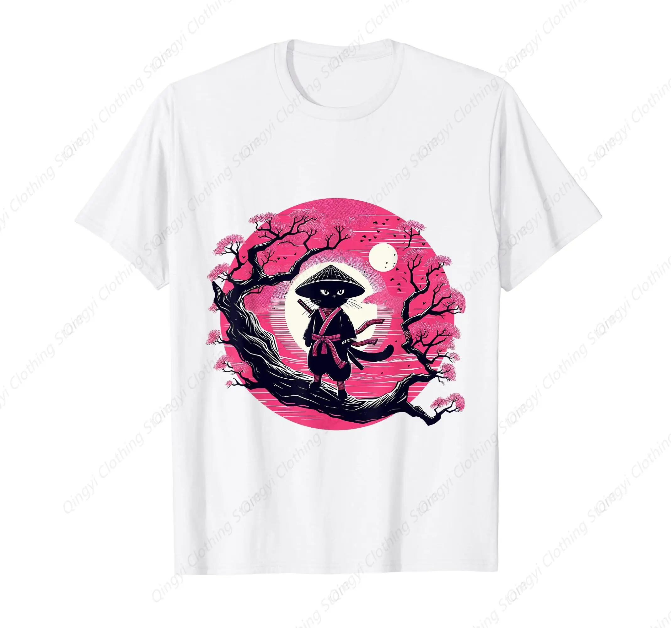 

Vintage Black Cat Ninja Japanese Retro Moon Cat Ninja T-Shirt