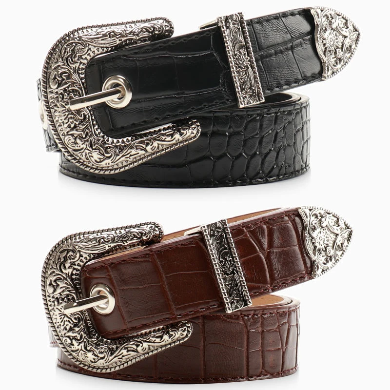 القوطية الرجعية المرأة حزام أسود موضة جينز غير رسمي اكسسوارات حزام الهيب هوب Y2k الفتيات دبوس مشبك بولي Leather حزام من الجلد