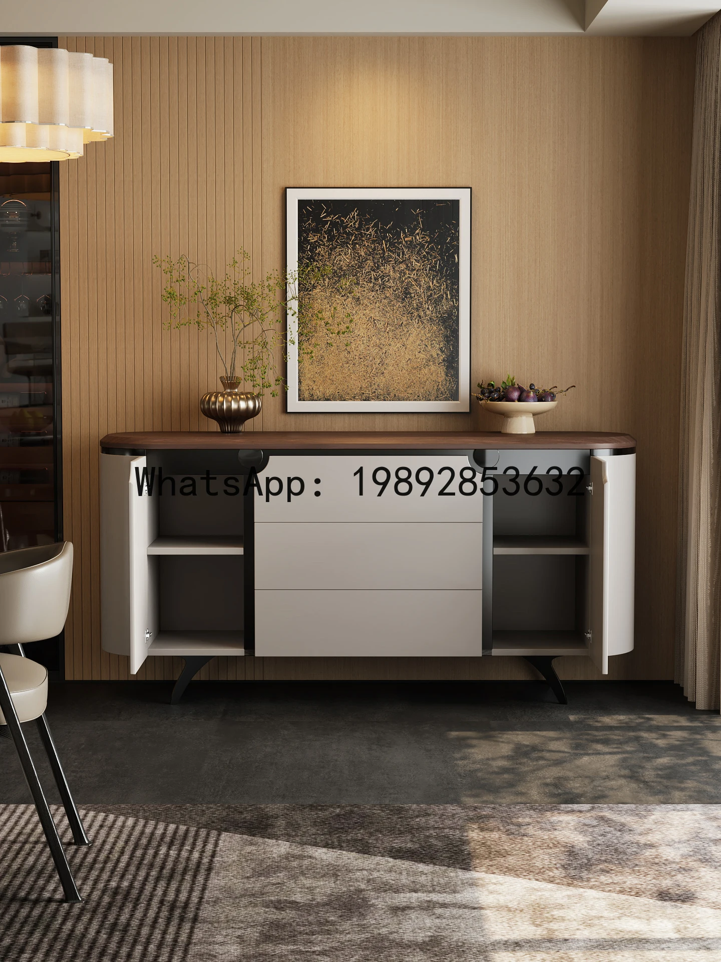 LYY Italian Style Sideboard Storage Cabinet Living Room Wall-Mounted Tea Side Cabinet Light Luxury Entryway