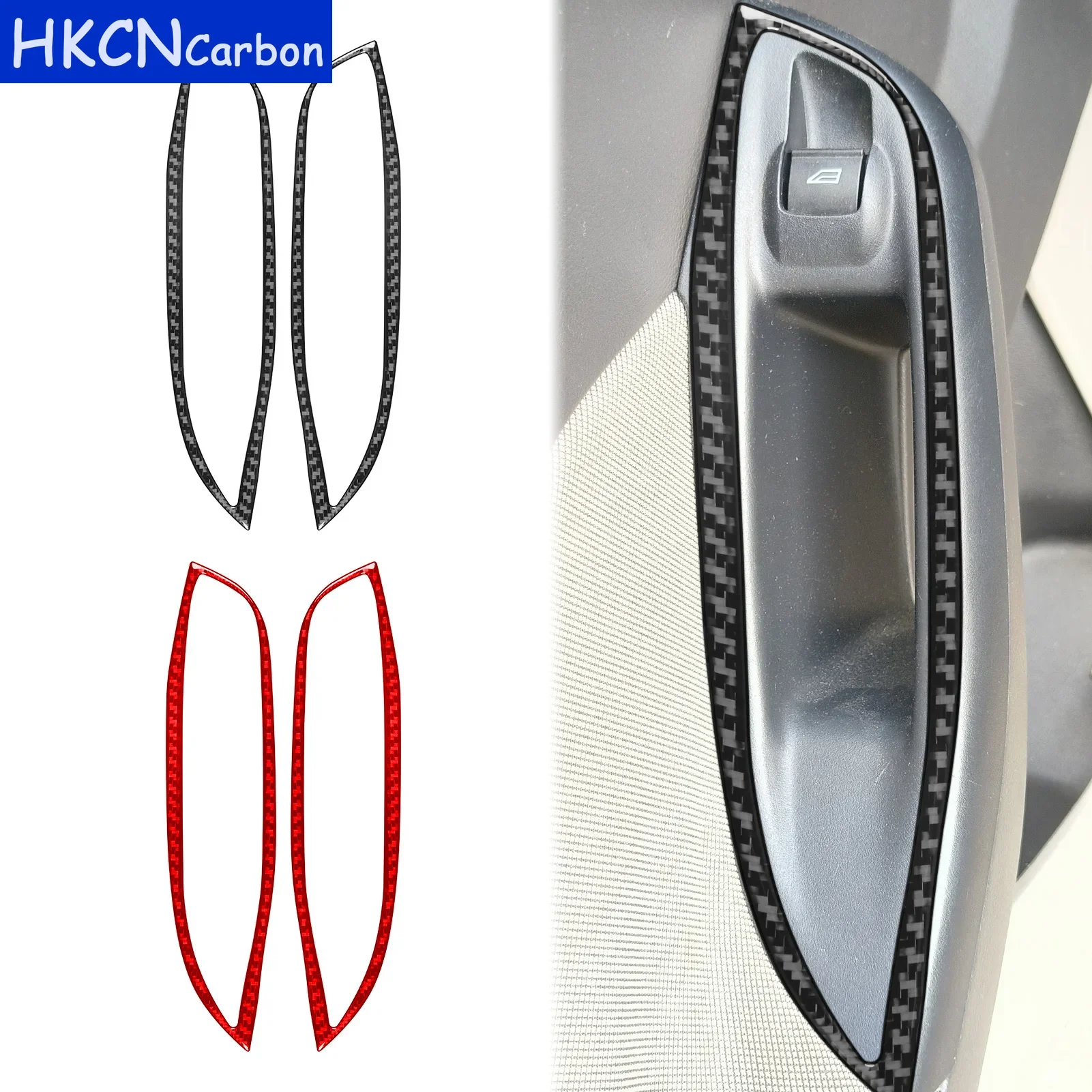 Carbon Fiber Car Accessories Rear Door Window Lifting Switch Panel Cover Trim Sticker Modification For Ford Focus 2012—2018