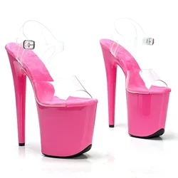 Leecabe 8 Zoll/20 cm PVC-Obermaterial Damen Plateausandalen Party High Heels Schuhe Pole Dance Schuhe