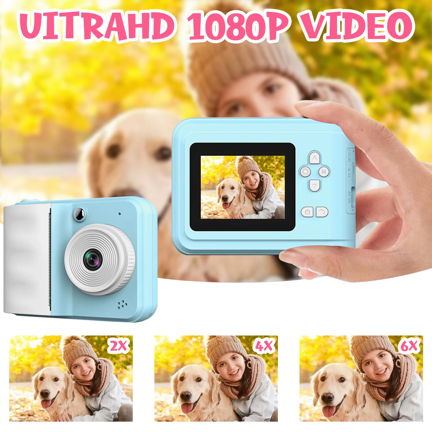 Kids Instant Print Camera For, Multi-Function Creative Drawing For Christmas, Halloween, With roll of pape Kids toy camera