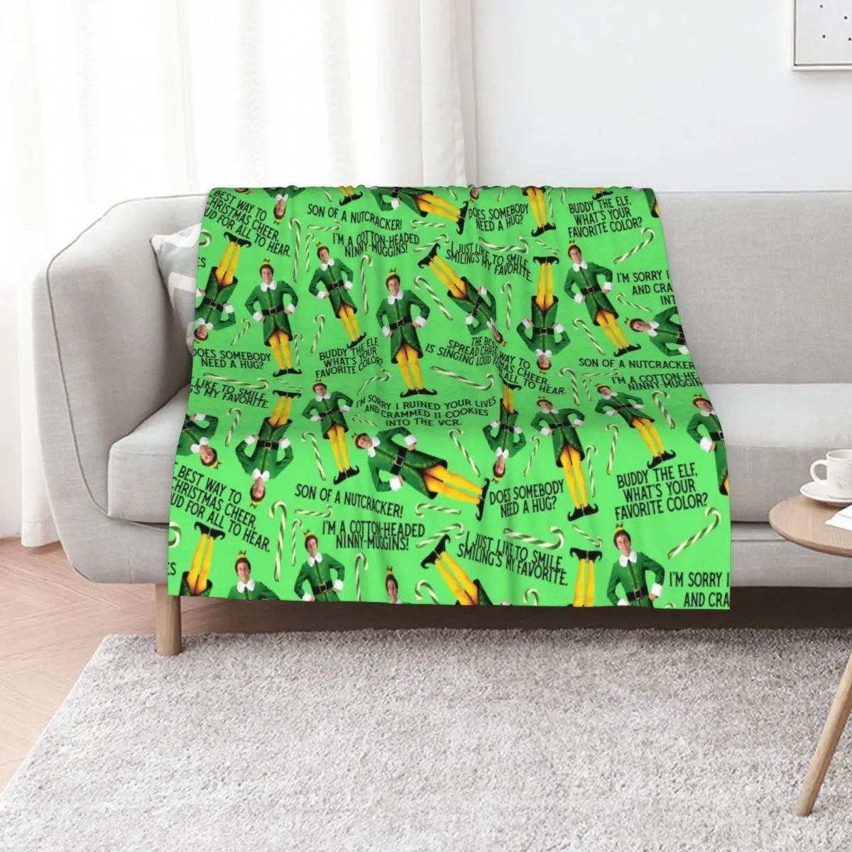 Buddy The Elf Print Green Throw Blanket Luxury Tourist Blankets For Sofas Shaggy Soft Bed linens Blankets