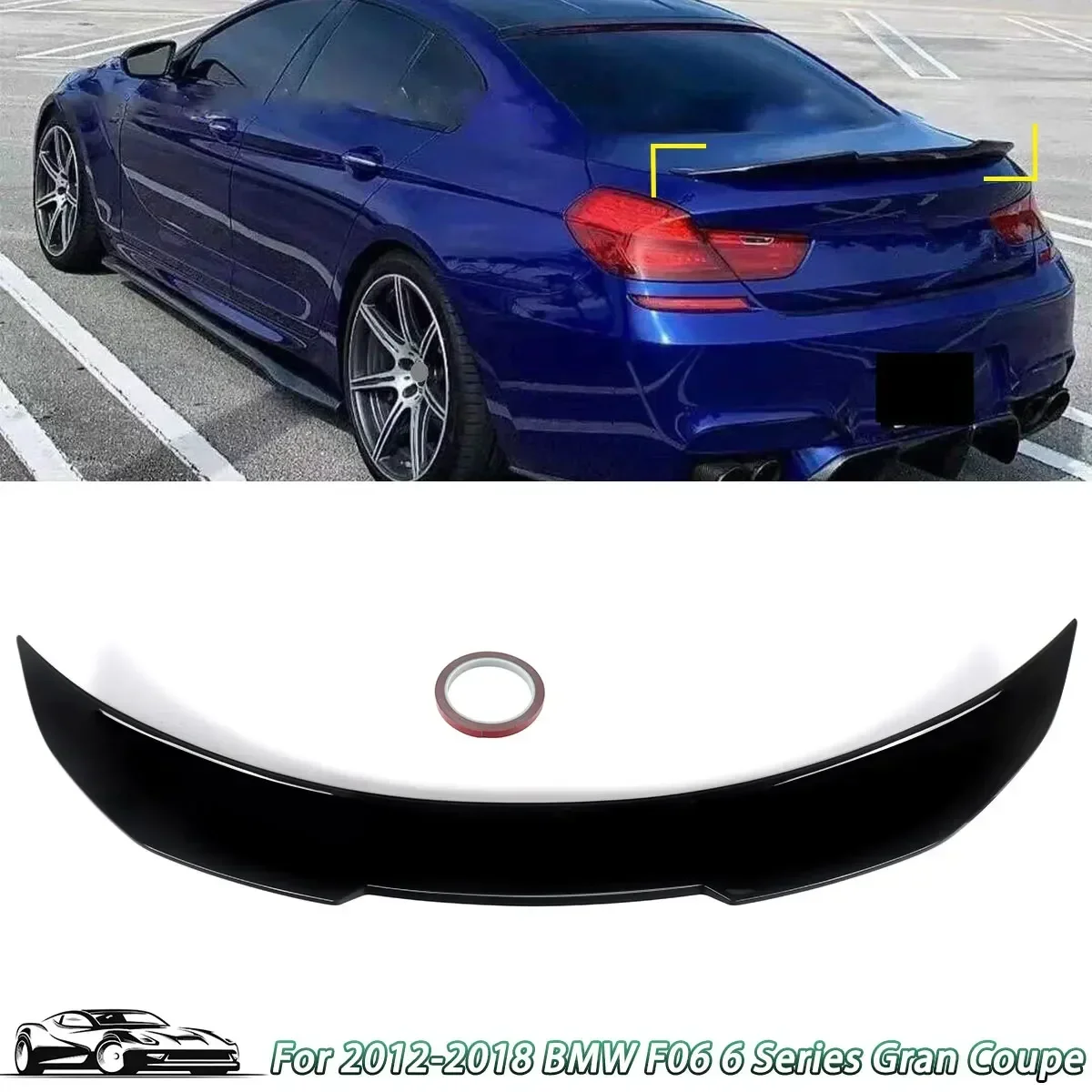 For 12-18 BMW 6Series Gran Coupe F06 M6 PSM Style Rear Trunk Spoiler Gloss Black