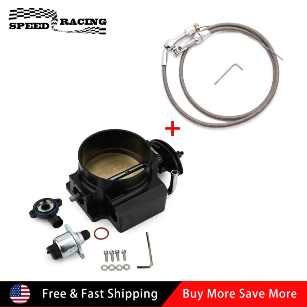 102MM LS Throttle Body with Position Sensors TPS IAC & Throttle Gas Cable Kits For Chevy LS1 Engines 4.8L 5.3L 6.0L.