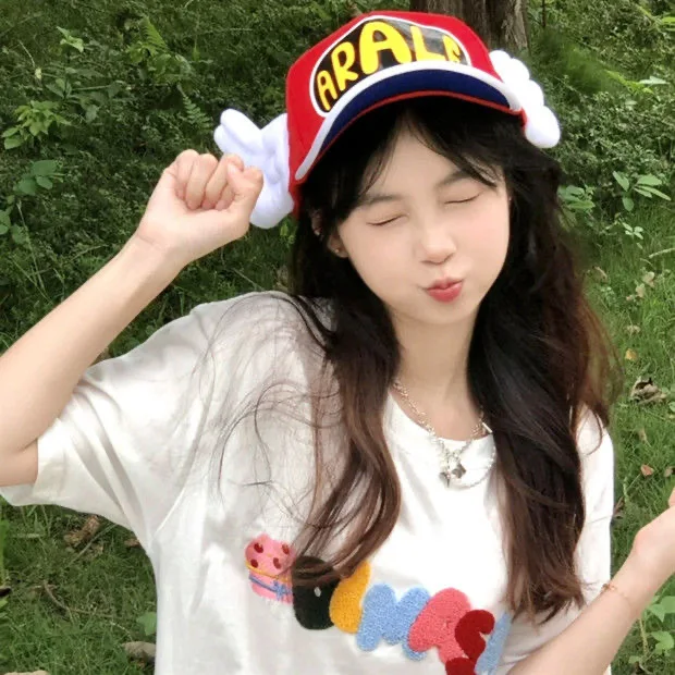 애니메이션 Dr. Slump Hat 코스프레 Arale 천사 날개 모자 코튼 야구 모자 성인 태양 모자 오리 혀 모자