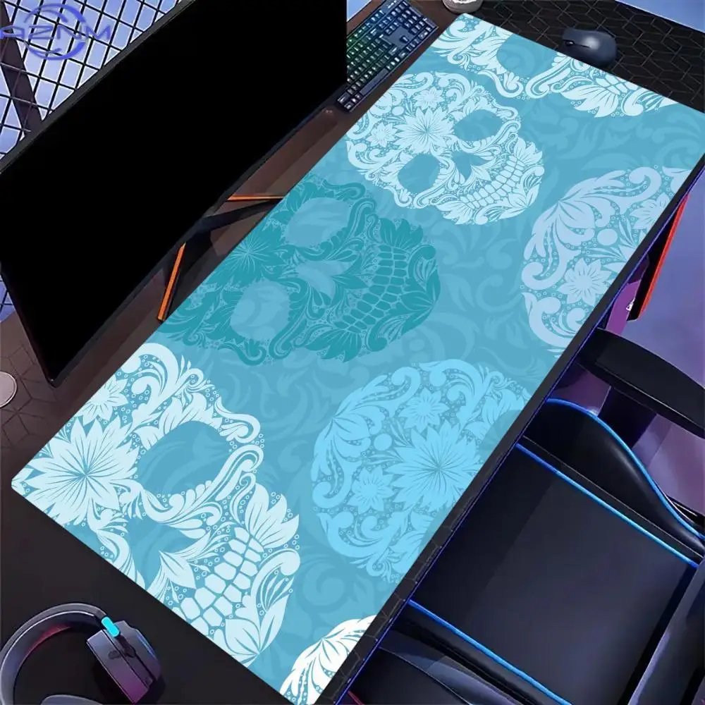 Rose Skull Gaming Mouse Pad Non Slip Rubber Stitched Edge Keyboard Table Mat For Laptop Office Desktop Use