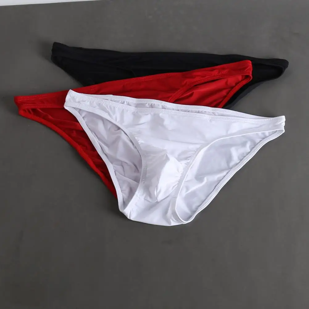 Men Summer Briefs 3D U-convex Low-rise U-convex Thin Panties Solid Color Three-dimensional Pouch Underwear 95