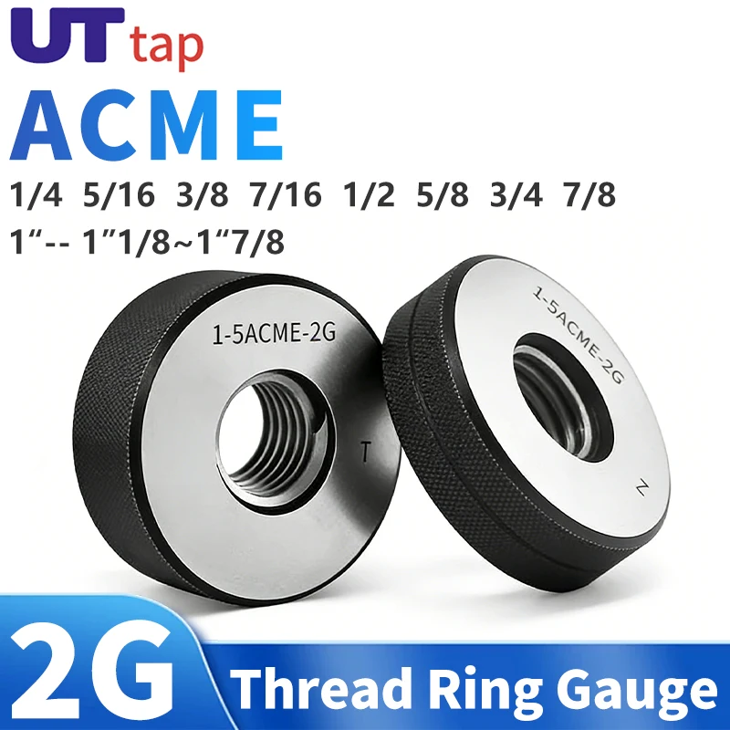

UT TAP 1SET 2G ACME Trapezoidal Thread Ring Gauge Measure Tool ACME1/4 5/16 3/8 7/16 1/2 5/8 3/4 7/8 1''- 1''1/8~1''7/8Precision