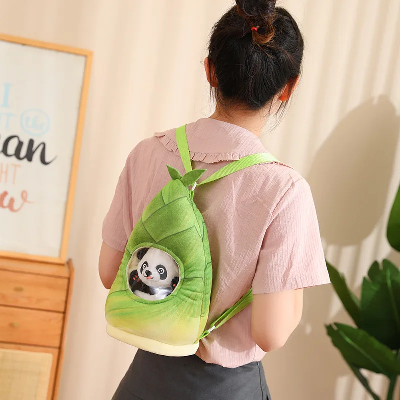 Funny Bamboo Panda Plush Toy Cute Stuffed Animals Hiding Pillow Intresting Bag Soft Kids Babys Toys Gifts