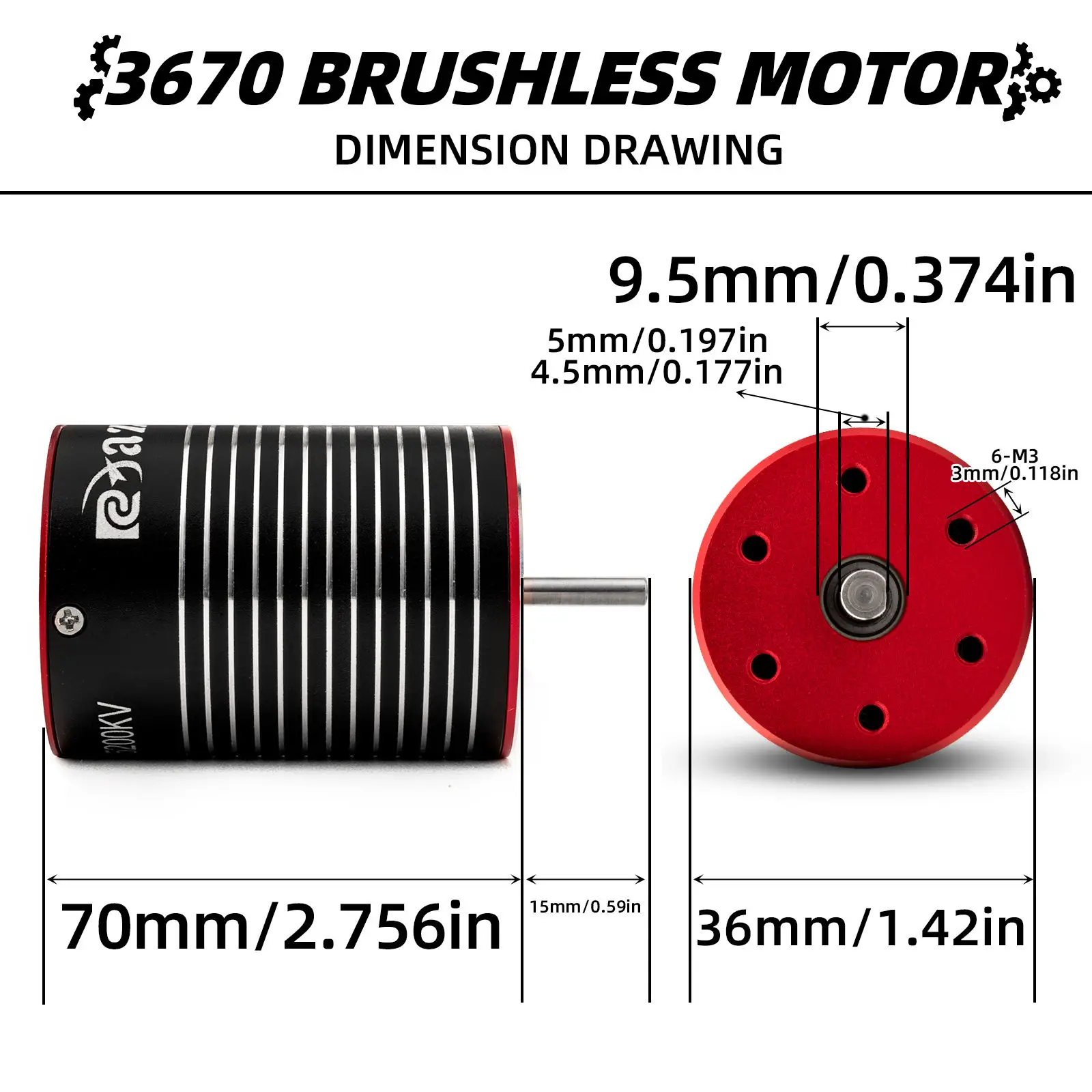 3670 series Waterproof Brushless Motor for Axial Traxxas TRX4 Trucks Tanks 1/8 1/10 2S 3S RC Car Racing Off-Road Crawler Boat - Image 2