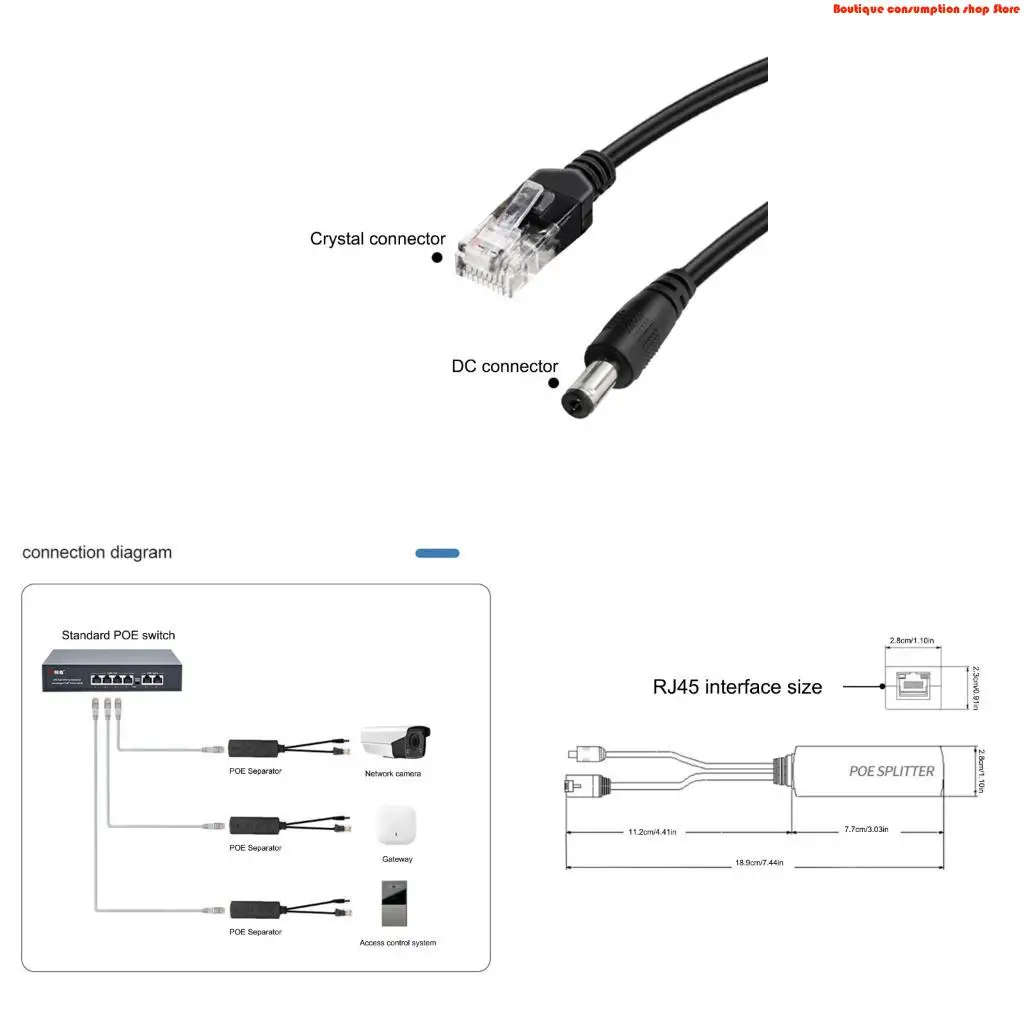 L9NA IEEE802.3af/at Standard DC48V to 12V 1.2A Output Voltages POE Splitter with LED Indicators for Networking Devices